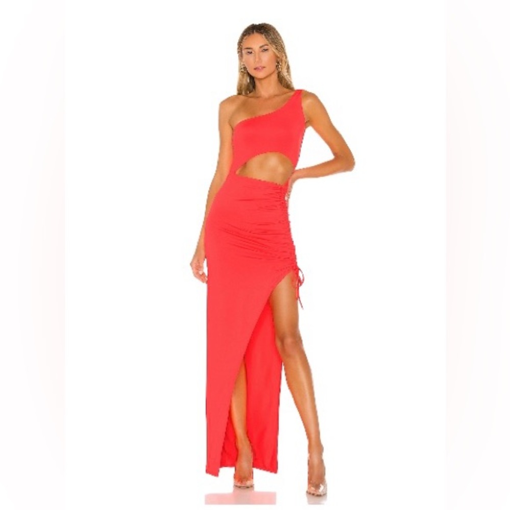 Superdown Neon Pink One-Shoulder Cut Out Dress